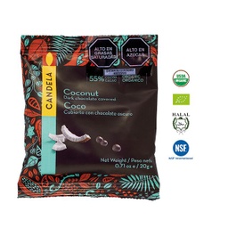 Coco Cubierto con Chocolate Orgánico 20g / 55% Cacao / Caja de 16 unidades